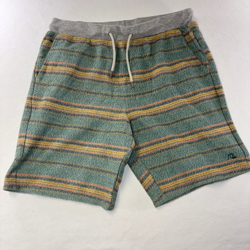402 Quiksilver Knit Shorts Large Green Multi Stripe Beach Casual